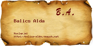 Balics Alda névjegykártya